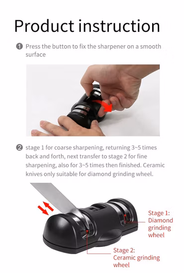 Accessori da cucina creativi Strumento per affilare i coltelli Sistema di affilatura per coltelli con aspirazione in ceramica